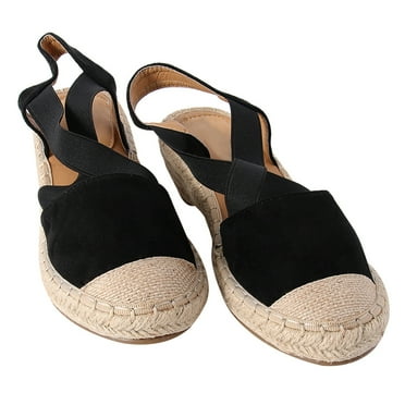 Rhewides 1 Pair Sandals Non- Wedge Heel Round Sandals Casual Espadrilles