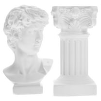 Rhewides Roman Column Sculpture with David Figurine Resin Desktop Decoration Set for Home Office Desk Display