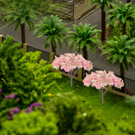Rhewides 10pcs Mini Cherry Blossom Trees for Sand Table, Train Scenery, Model Building, Diorama and Landscape Decoration