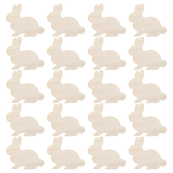 OFFIGAM Set of 20 Cute Wooden Pendants in Khaki Color, Hanging Decorations for Crafts, Home, and Party Decor