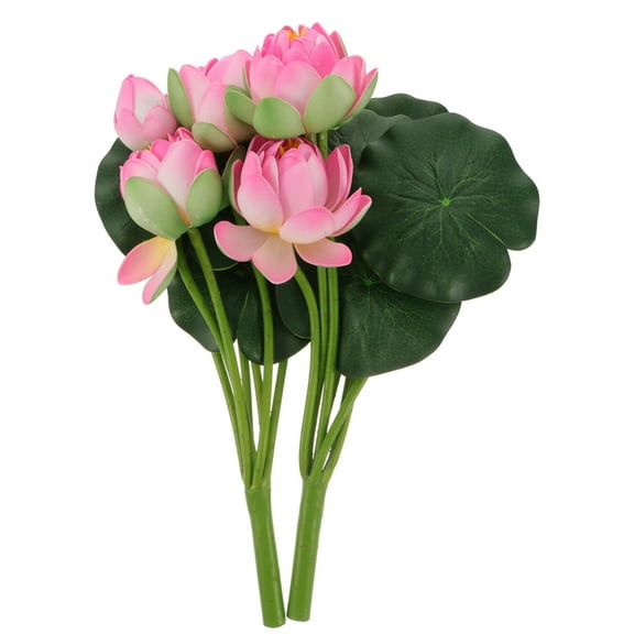 OFFIGAM Artificial Lotus Flower Bouquet for Indoor Living Room Office Desktop Decoration