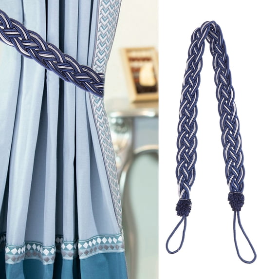 Rhewides 2-Pack Hand-Tied Curtain Holdbacks with Clip Buckle and Fabric Tassels, Decorative Drapery Tiebacks for , Royal