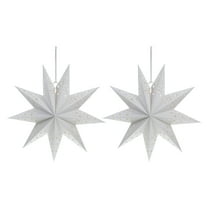 OFFIGAM  2Pcs Hanging Star Shaped Paper Lanterns White Glitter Decor for Weddings Parties Home Festival Style