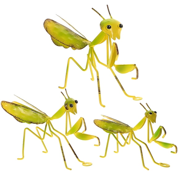 Masteelf 3Pcs Mantis Shape Pendant Iron Ornaments for Family and Friends Dark Green 8.7X5.5In