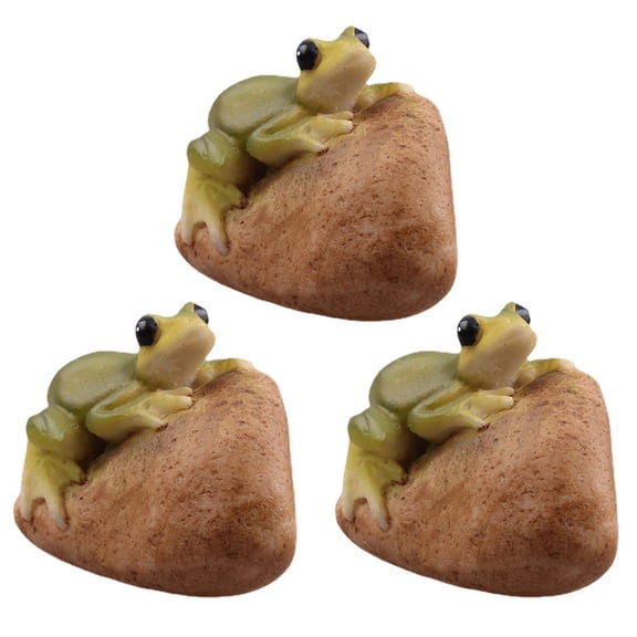 OFFIGAM  3pcs Realistic Frogs Shape Resin Ornaments Creative Frogs Decor for Home Owners