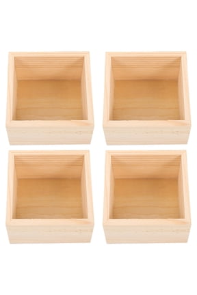 Small Wooden Storage Boxes Set of 4, Khaki Color, Organizer for Home Office Desk