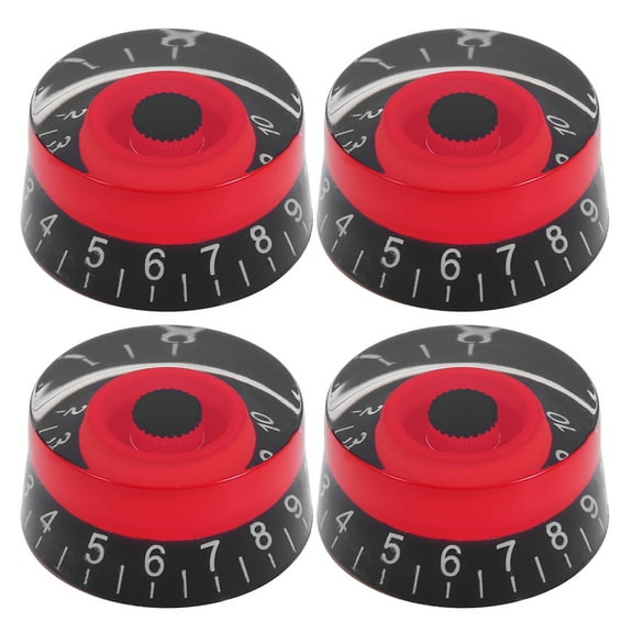 OFFIGAM 4-Piece Red Acrylic Electric Guitar Control Knobs Set Replacement Parts for Guitar Accessories