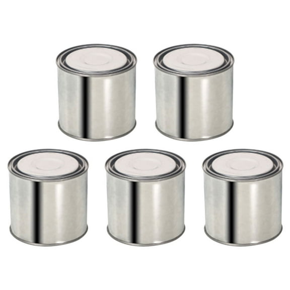 OFFIGAM Set of 5 Round Steel Paint Cans with Lids, Metal Containers for Daily Storage and Organization