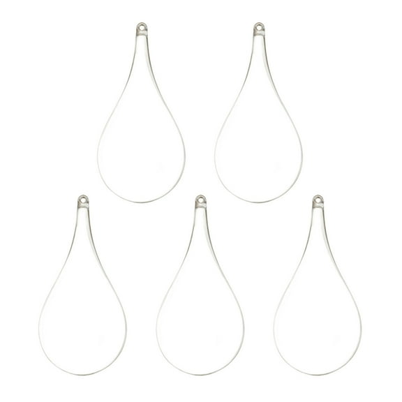 OFFIGAM Set of 5 Clear Teardrop Fillable Plastic Ornaments for Crafting, Party Decorations, and Storage Organizers