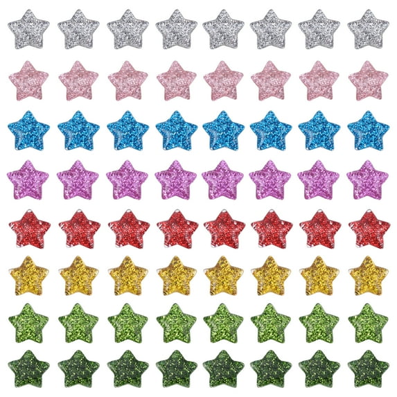Rhewides 60pcs Resin Star Flat Back Beads for Jewelry Making Craft Scrapbooking Embellishments Mixed Colors 15mm