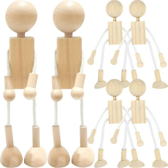 OFFIGAM 6pcs Unfinished Wooden Dolls for Crafting, Painting, and Activities