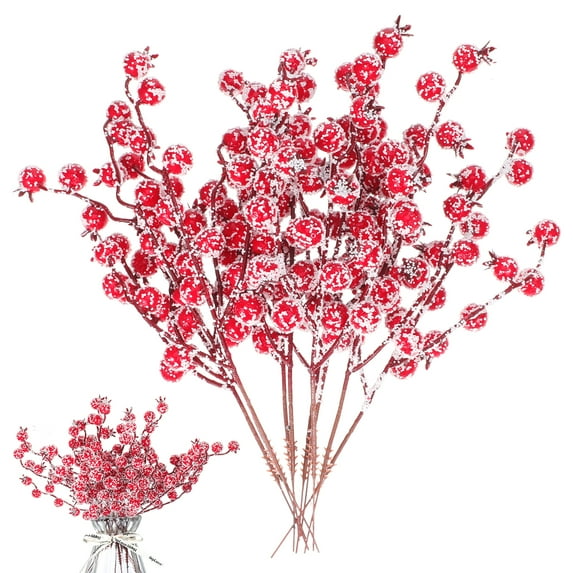 OFFIGAM 10 Pcs Red Christmas Berry Picks for Holiday Floral Arrangements and Evening Party Decorations