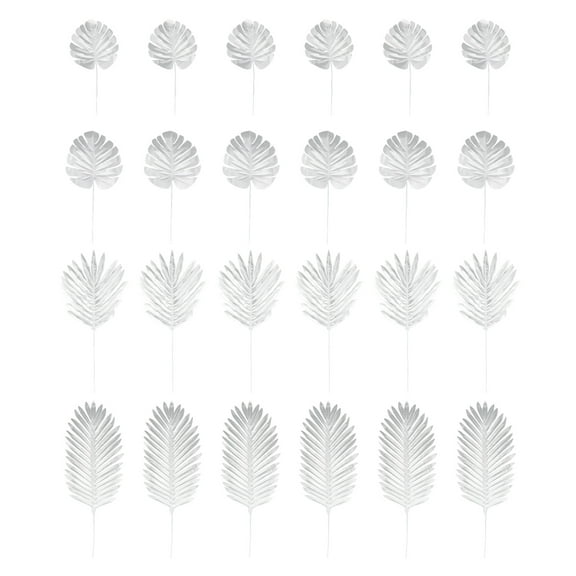 OFFIGAM 24Pcs Silver Artificial Leaves for Wedding Props and Banquet Decoration