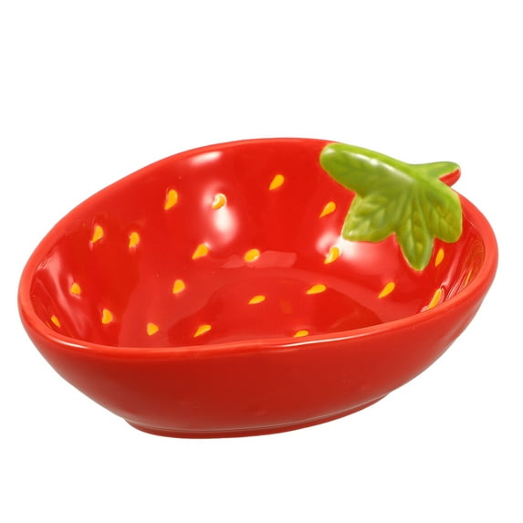 HOLIDYOYO Strawberry Shaped Ceramic Bowl 5.11 Inch Red Fruit Serving Dish for Desserts Salads and Snacks