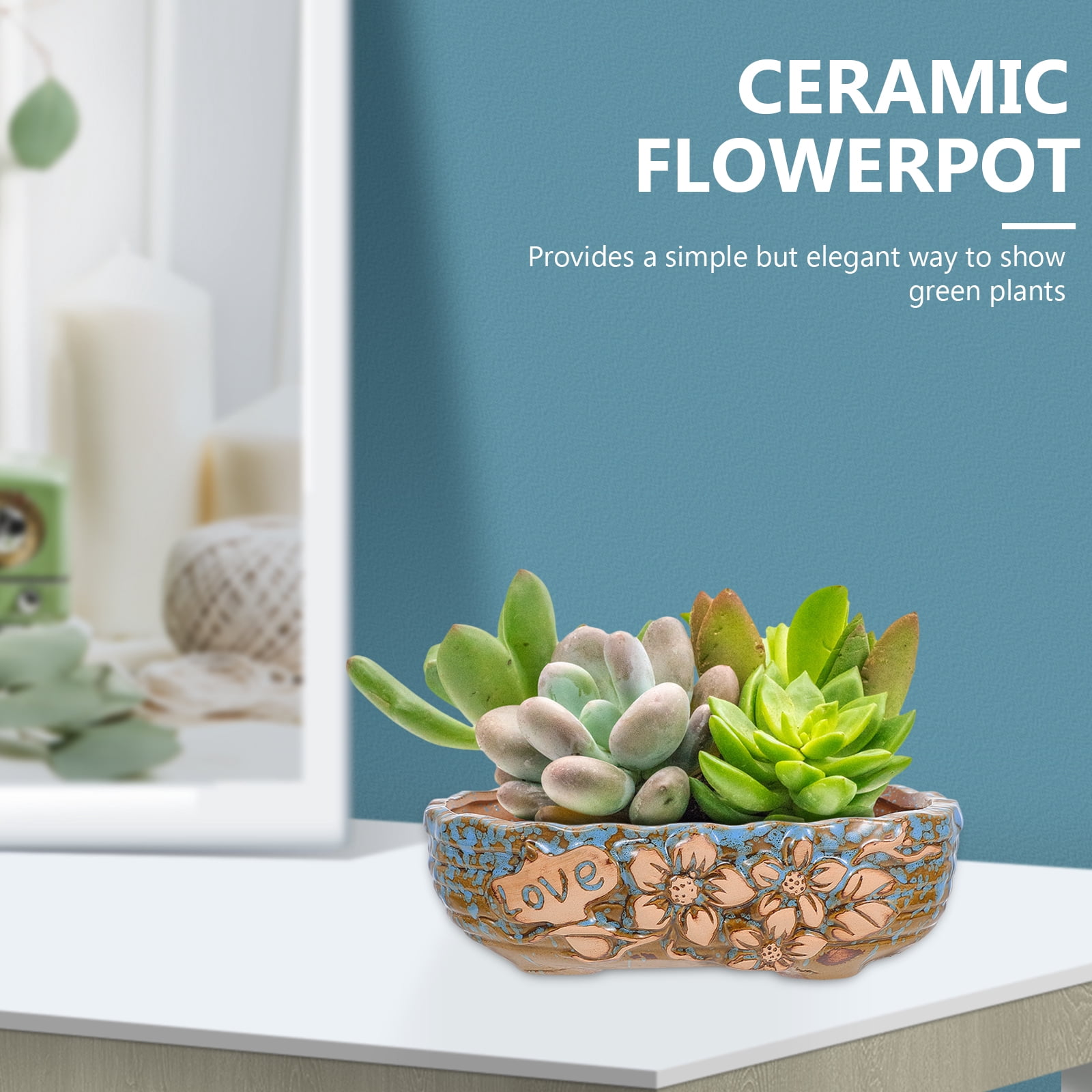 OFFIGAM Large Ceramic Planter Pot for Indoor and Outdoor Plants, Decorative Flower Container for Home, Office, Garden Décor