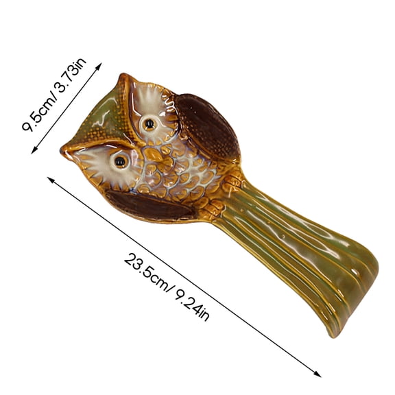OFFIGAM Ceramic Owl Spoon Holder Stand for Kitchen Countertop, Stove, and Dining Table Utensil Organizer Accessory