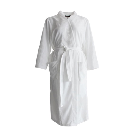 OFFIGAM Unisex White Lightweight Dressing Gown Quick Dry Bath Robe 45.3×18.9×0.1in