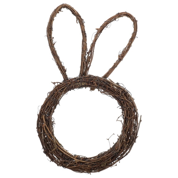 OFFIGAM Bunny Wreath Decoration Rattan Multi-Color Spring Easter Door Hanging Ornament 1 Set