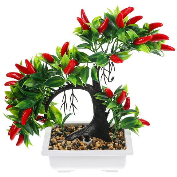 OFFIGAM Realistic Faux Chili Pepper Plant for Home and Office Decor, Multi-Color Artificial Potted Plant