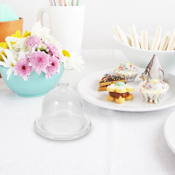 OFFIGAM Glass Dessert Stand with Dome Cover for Cake and Fruit Display Breakfast Buffet 3.7×3.7×3.5in