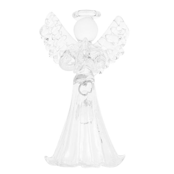 Clear Glass Ornament with Praying Angel Pendant for Home Decoration, Holiday Decor, Christmas Tree Accessory