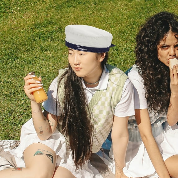 Rhewides Sailor Hat Navy Yacht Hat Woman Beret Summer Caps Nautical Headwear Costume for Woman ( White ) 56 to 58CM