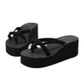 thumbnail image 1 of Rhewides Summer Beach Wedge Flops Women Sandals Flops Slippers Size 40 (Black), 1 of 11