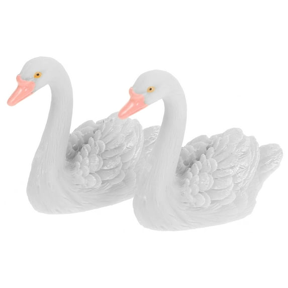 OFFIGAM Swan Statue Resin Garden Decor Set of 2, Detailed Outdoor Lawn Ornaments for Yard and Patio