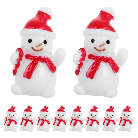 Rhewides 10pcs Snowman Figures Christmas Ornaments Miniature Decorations Cake Toppers for Zen Garden Holiday Decor