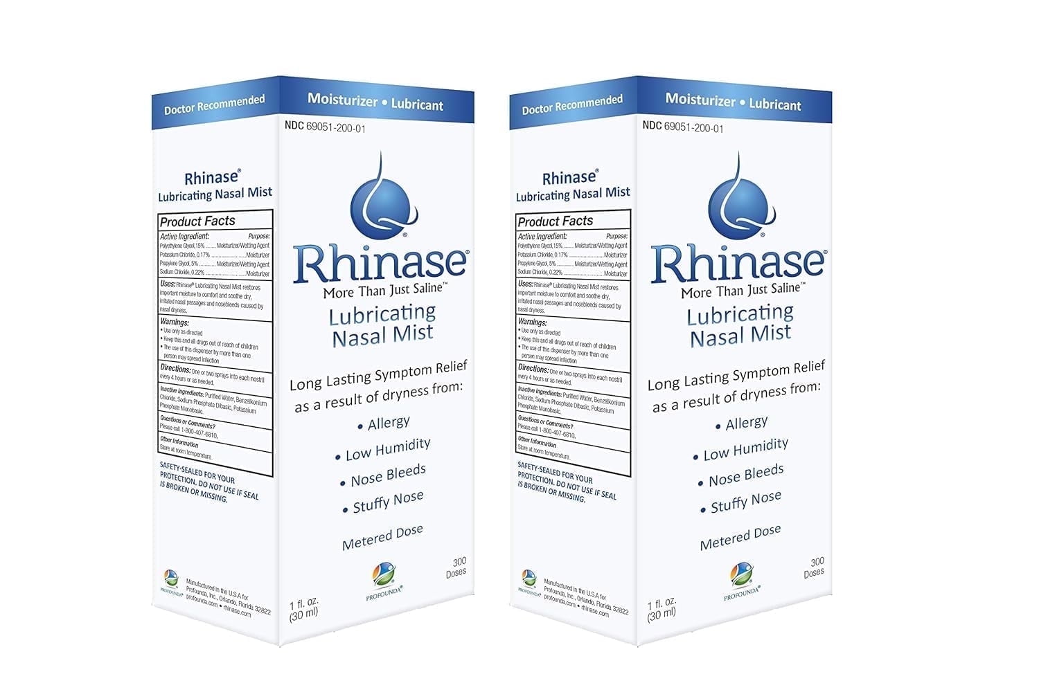Rhinase Nasal Mist Duo with Moisturizing Saline Spray for Allergy Relief & Dry Nose 2-Pack 1 fl oz/30 mL