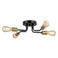 thumbnail image 1 of Rhine 15.75-in W LED Compatible Matte Black and Gold Brass Industrial Semi Flush Mount Ceiling Light Exposed Bulbs, 1 of 9