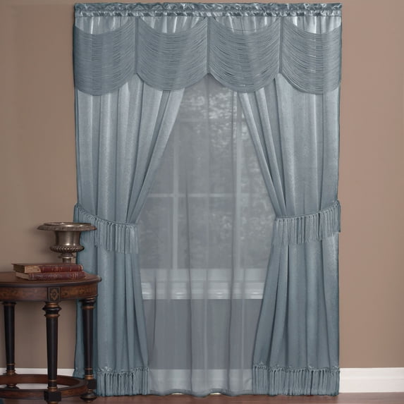 Rhine 6 Piece Window Curtain Set - 56x63 - Ice Blue