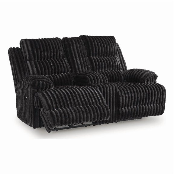 Signature Design by Ashley Higgesbee Black Reclining Loveseat with Console