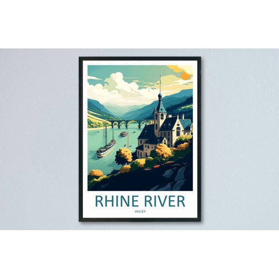 Rhine River Valley Scenic Nature Landscape Germany Wall Decor Unframed Paper Print
