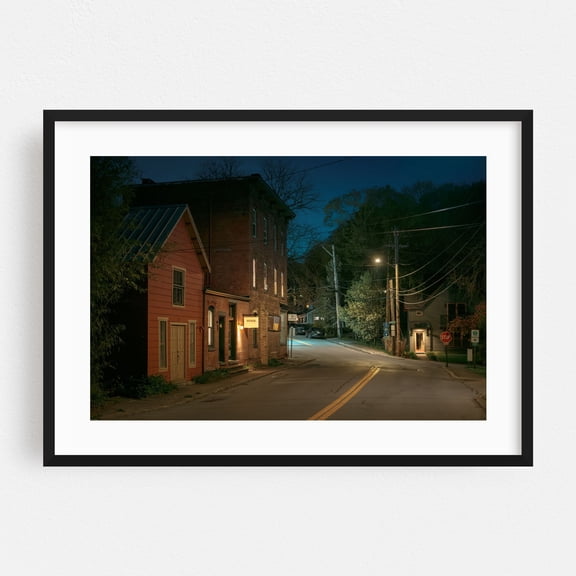 Rhinecliff at Night - Rhinebeck New York Photography Black Framed Wall Art Print 24 x 36 inches