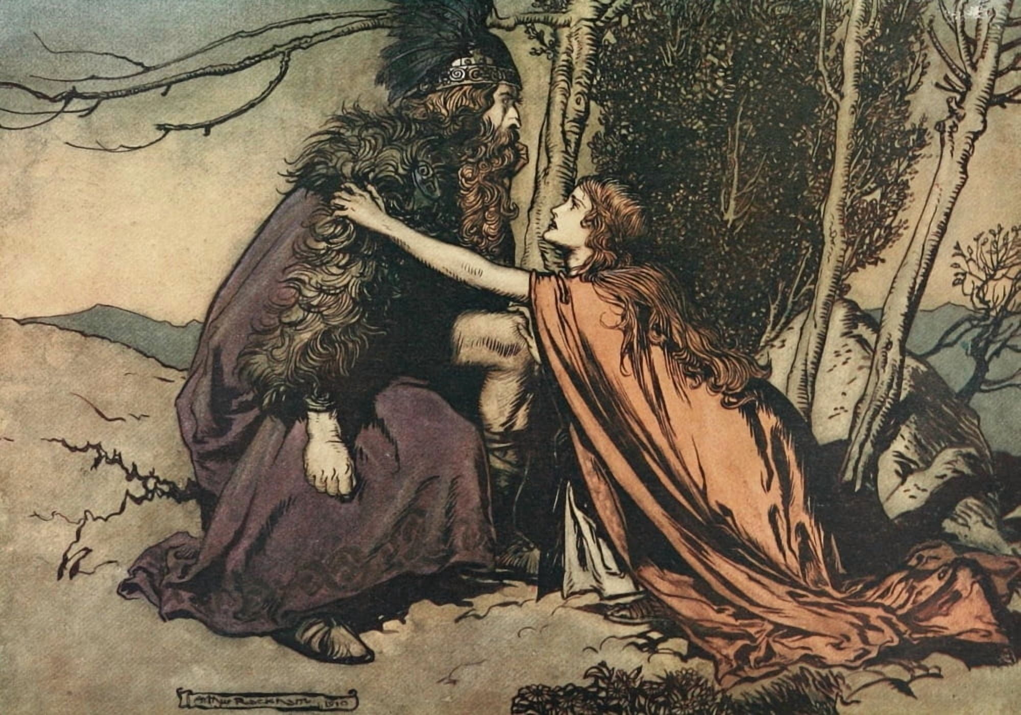 Rhinegold & the Valkyrie 1910 Father what ails Canvas Art - A Rackham (18 x 24)
