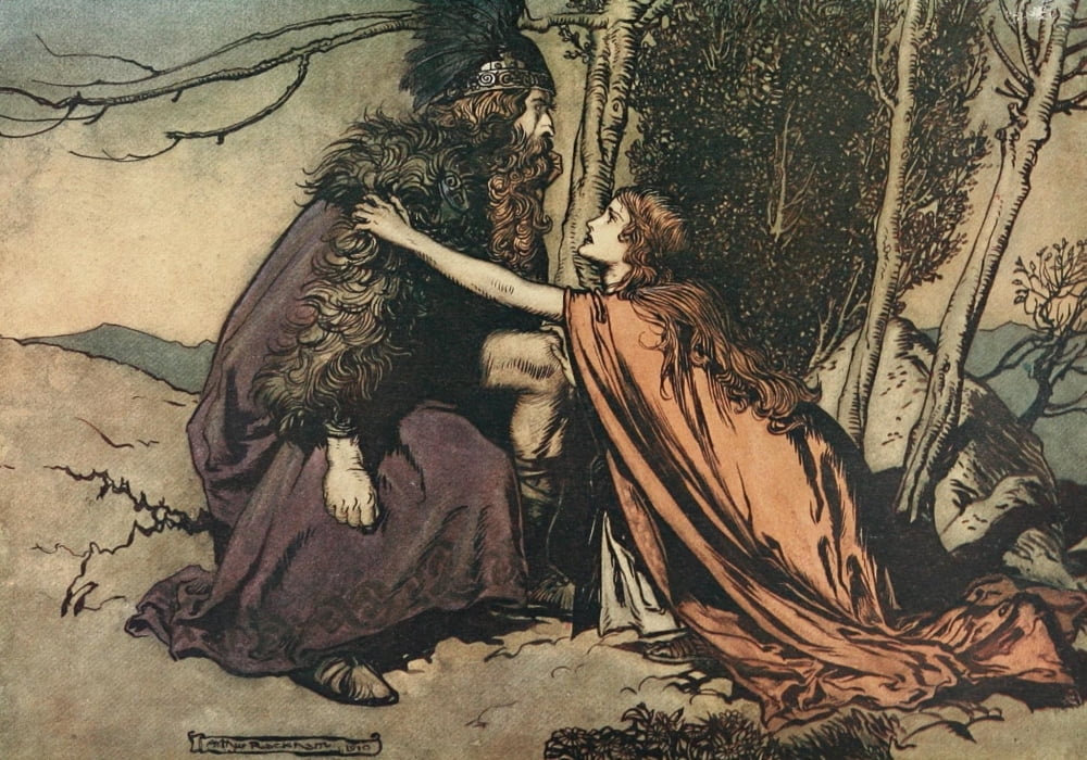 Rhinegold & the Valkyrie 1910 Father what ails Canvas Art - A Rackham (24 x 36)