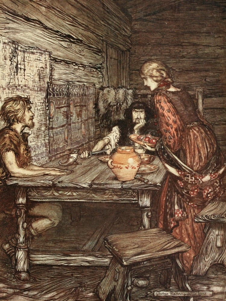 Rhinegold & the Valkyrie 1910 Hunding discovers likeness Canvas Art - A Rackham (24 x 36)