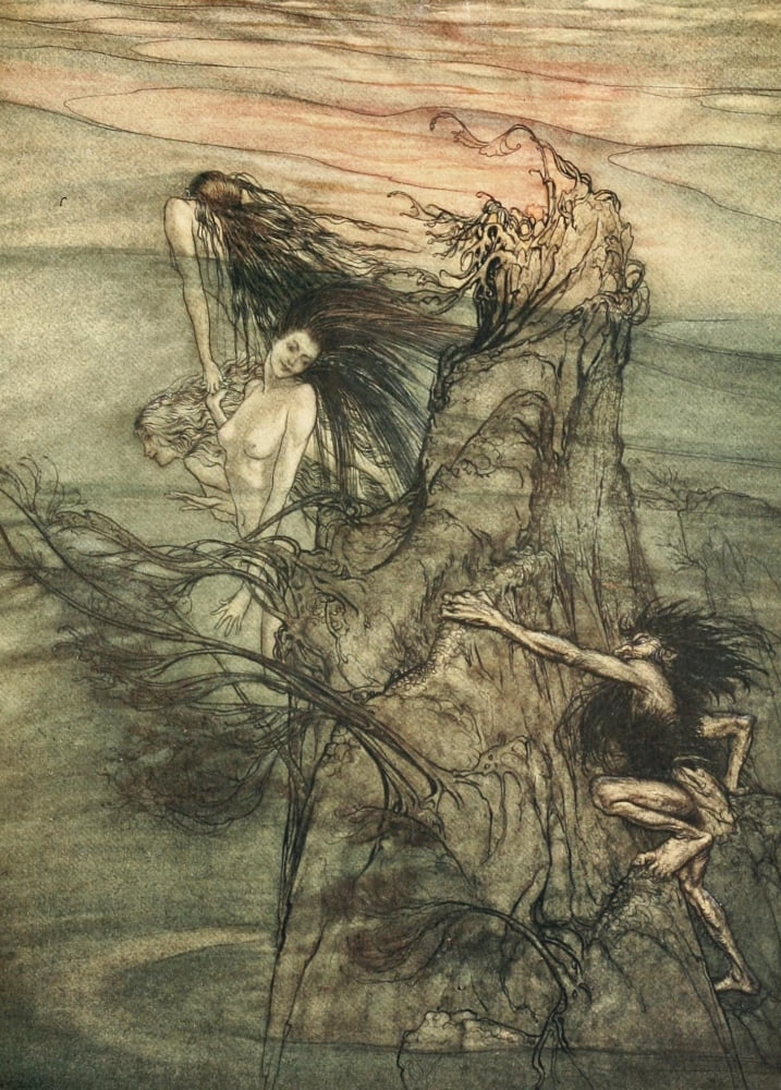 Rhinegold & the Valkyrie 1910 Niblung makes for toy Canvas Art - A Rackham (18 x 24)