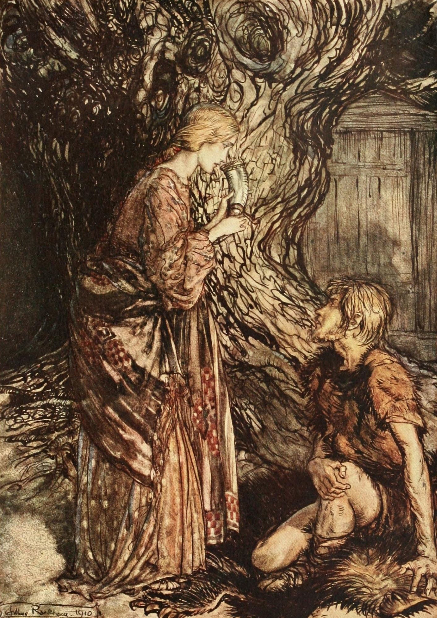 Rhinegold & the Valkyrie 1910 Sieglinde & Siegmund Canvas Art - A Rackham (24 x 36)