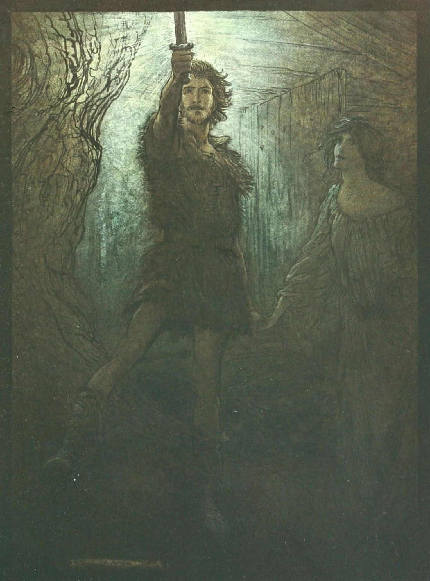 Rhinegold & the Valkyrie 1910 Siegmund the Walsung Canvas Art - A Rackham (24 x 36)