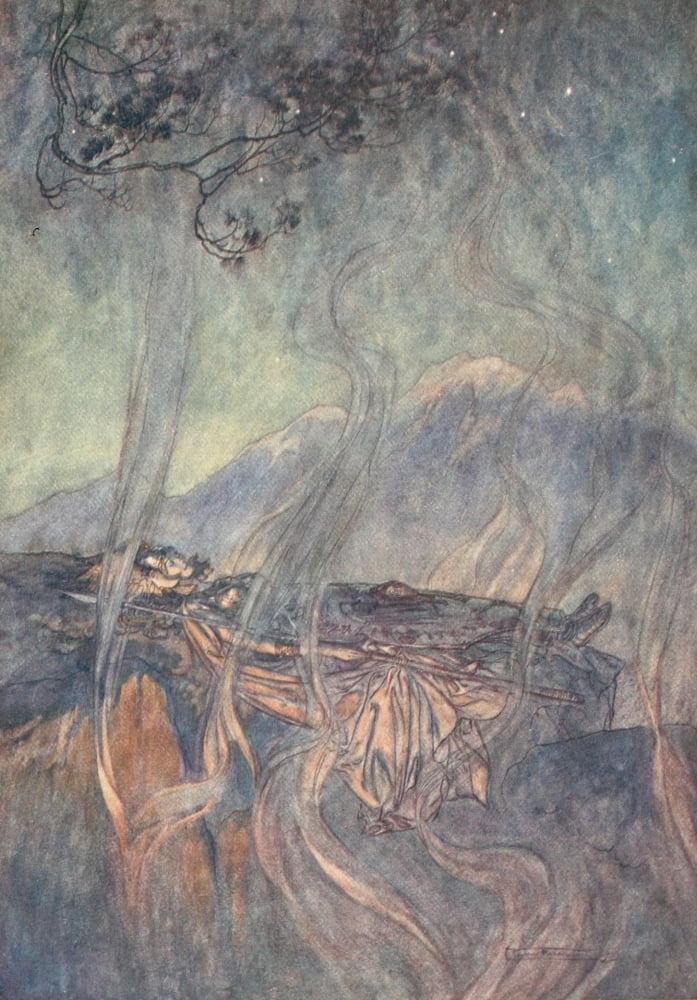 Rhinegold & the Valkyrie 1910 Sleep of BrÔø?nnhilde Canvas Art - A Rackham (24 x 36)