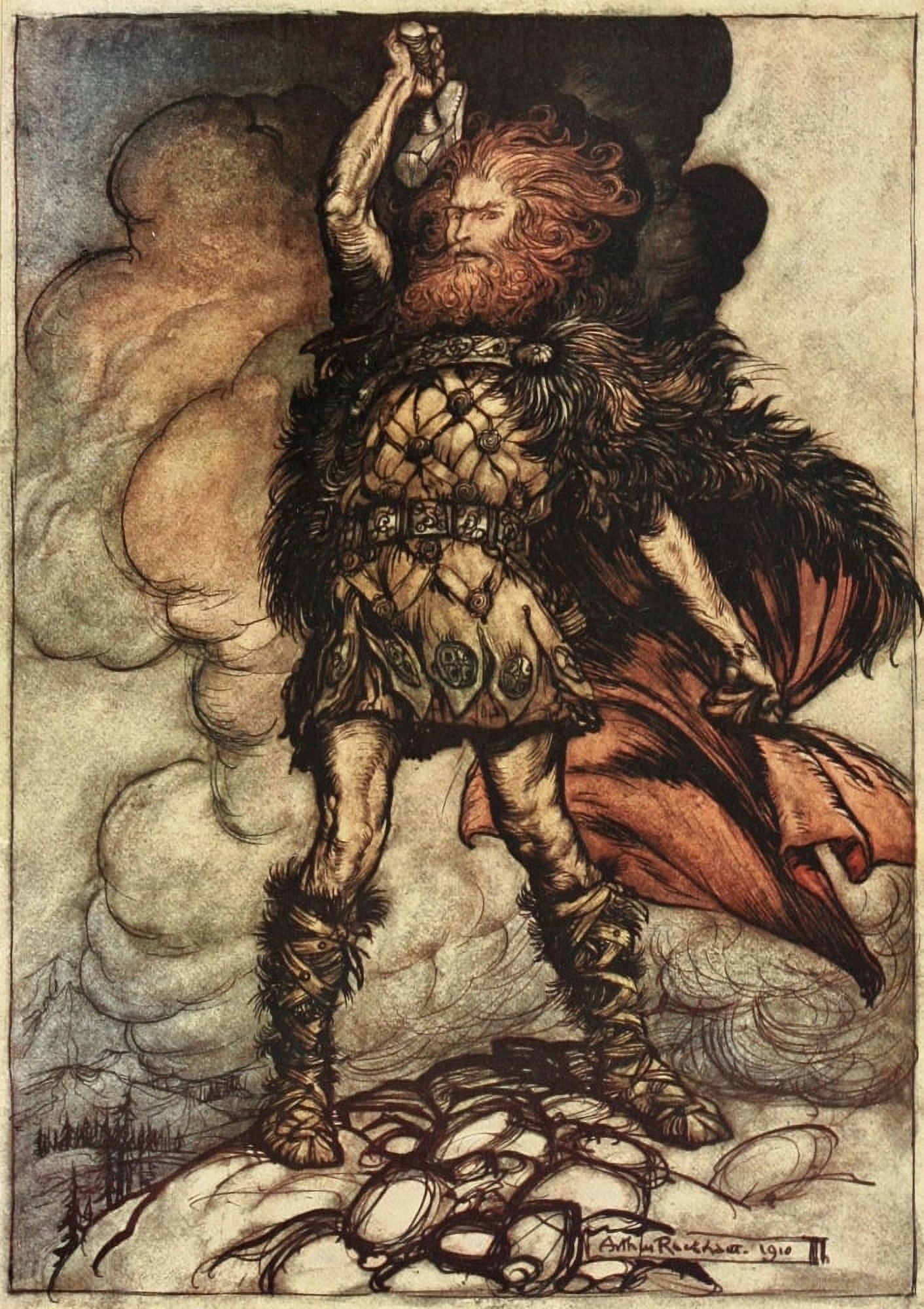 Rhinegold & the Valkyrie 1910 To hammers swing Canvas Art - A Rackham (24 x 36)