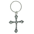 thumbnail image 1 of Rhinestone Accented Silver-Tone Cross Split-Ring-Keychain With Trigger Snap, 1 of 2