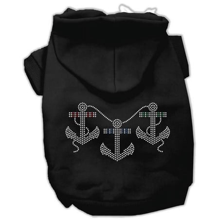 Rhinestone Anchors Hoodies Black M - 12