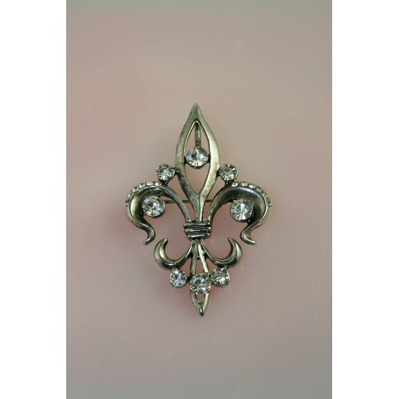 Just Love Jewels Antique Silver, Gold Tone Fleur de Lis Rhinestone Pendant with Crystals