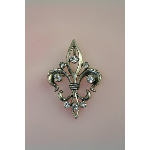 Just Love Jewels Antique Silver, Gold Tone Fleur de Lis Rhinestone Pendant with Crystals