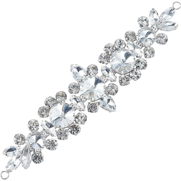 Rhinestone Applique for Dress Belt Decoration Silver Crystals Rhinestones Beaded Applique for Wedding Dress Sash Gown Headpiece Shoes Bags or other item Decoration Brass