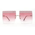 thumbnail image 1 of Rhinestone Argyle Pattern Jewel Rimless Oversize Rectangle Sunglasses Gold Pink, 1 of 4