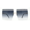 thumbnail image 1 of Rhinestone Argyle Pattern Jewel Rimless Oversize Rectangle Sunglasses Gold Smoke, 1 of 4